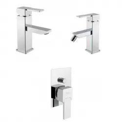 Set Miscelatore Lavabo Bidet Doccia Incasso 2 Vie In Ottone Cromato