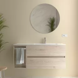 Mobile Bagno Sospeso Rovere Atlas Con Lavabo Dx Integrato Toletta E