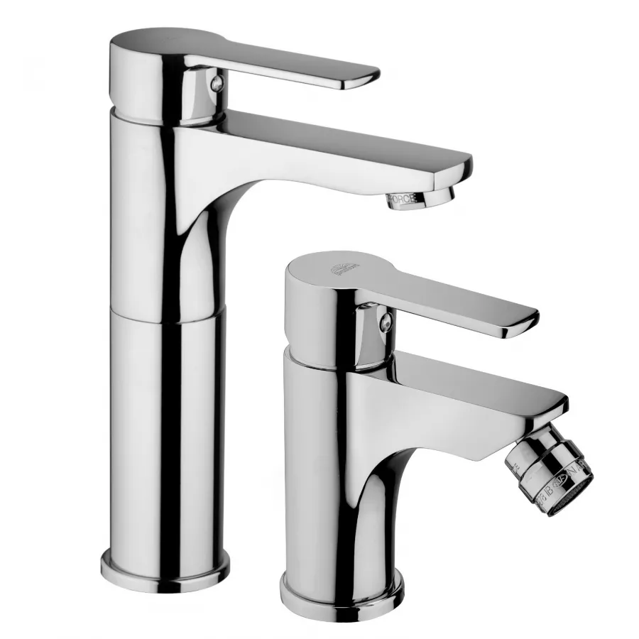 Set Miscelatore Lavabo Prolungato E Bidet Senza Scarico Cromato Red