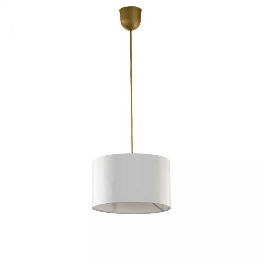 Lampada Sospesa 20x80 Cm Con Pendel Oro E Paralume Bianco Panna