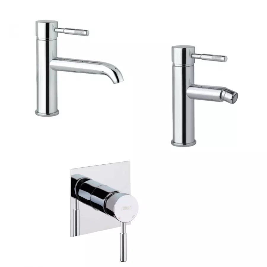 Set Miscelatore Lavabo Bocca Curva E Lunga Bidet Con Click Clack