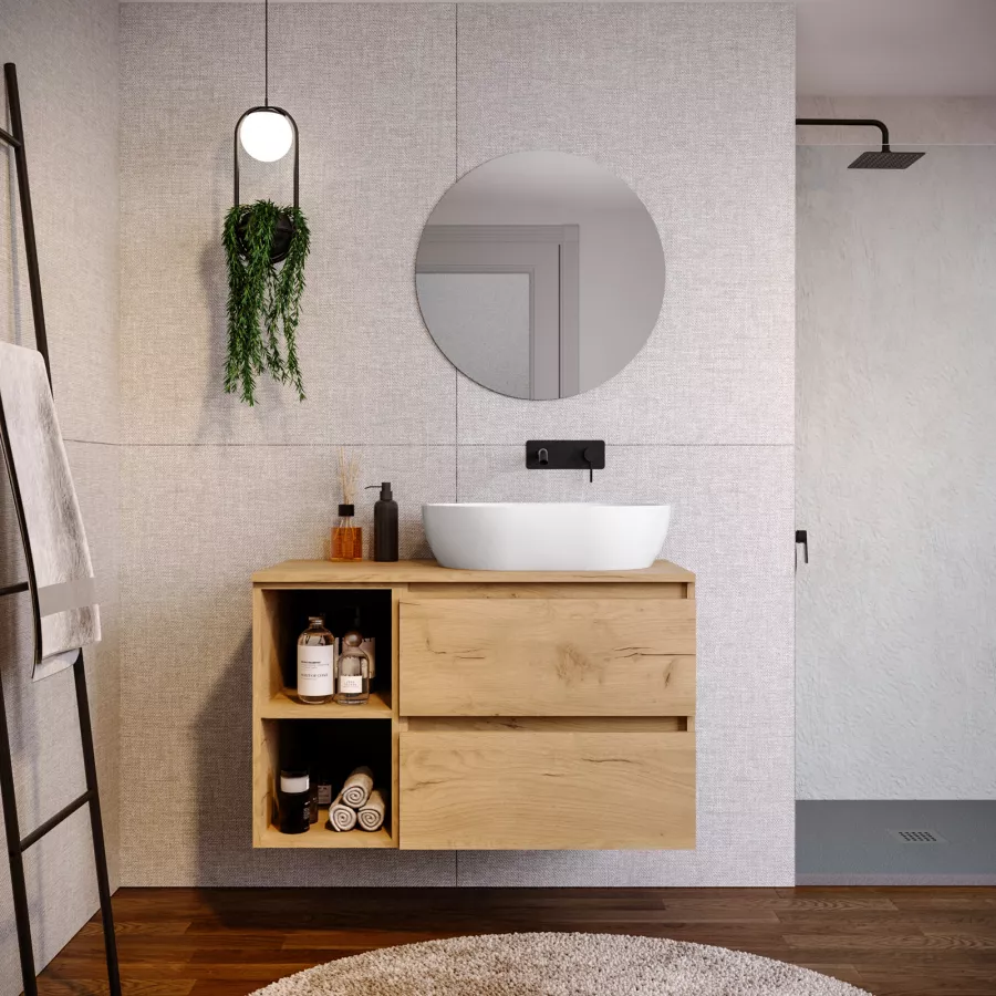 Mobile Bagno Portalavabo Cm Rovere Africa Con Vano A Giorno E