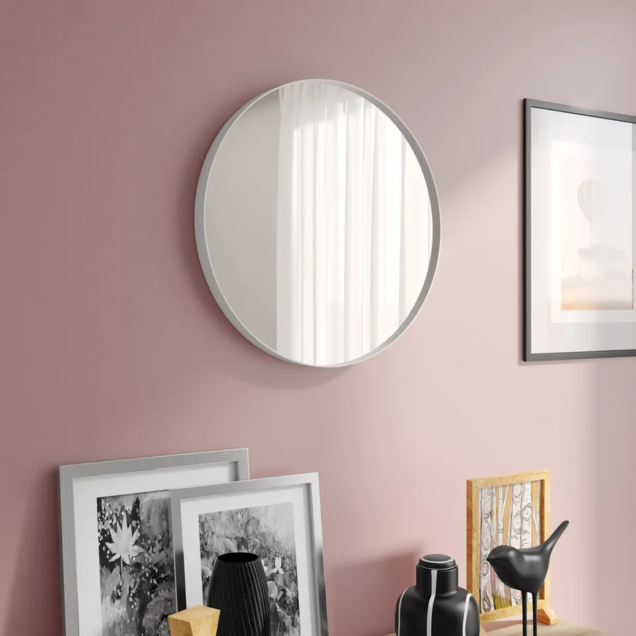 Specchio interno Ø 60 cm con cornice in alluminio bianco Chablis