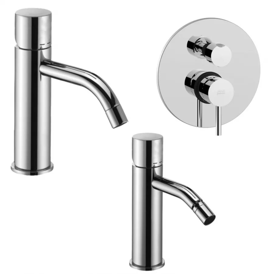 Set Miscelatore Lavabo E Bidet Senza Leva Con Incasso Doccia 3 Uscite