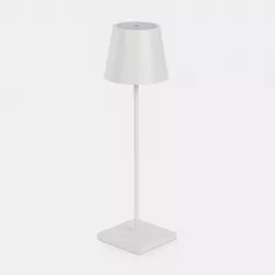 Lampada da tavolo portatile LED in metallo 11x38 cm bianco