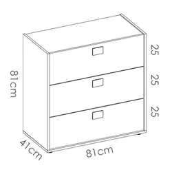 Cassettiera 81x81 h cm in legno bianco e naturale con tre cassetti - Dynasty