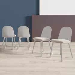 Set 4 sedie in polipropilene grigio con seduta in velluto - Deva