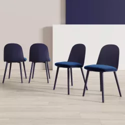 Set 4 sedie in polipropilene con seduta in velluto blu notte - Deva