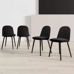 Set 4 sedie in polipropilene con seduta in velluto nero - Deva