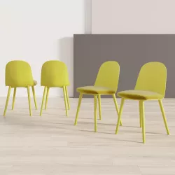 Set 4 sedie in polipropilene con seduta in velluto verde grano - Deva