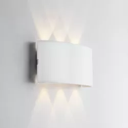 Applique LED da esterno 17x4 cm alluminio goffrato bianco