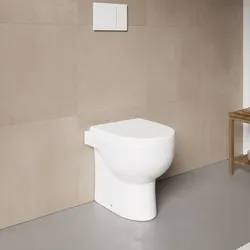 Vaso filomuro senza brida in ceramica con copriwc softclose - Clear