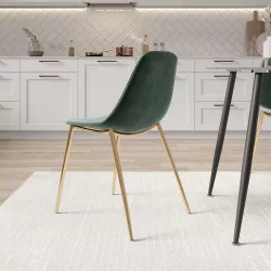 Oviala Set di 4 sedie in velluto verde scuro : : Casa e cucina