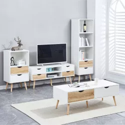 Mobiletto basso porta TV in legno quattro cassetti Bianco Ossido 179x4 –  WebMarketPoint