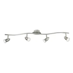 Lampada 4 spot orientabile da interno 94x16x16h cm in metallo nickel spazzolato