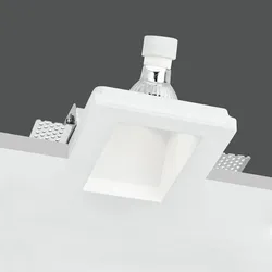Faretto da incasso a emissione luce asimmetrica in gesso 12x12 cm bianco verniciabile