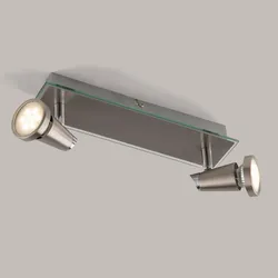 Lampada 2 spot da interno 28x14,5x7h cm in metallo e base con cornice in vetro