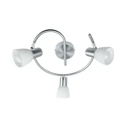 Lampada 3 spot da interno 32x15h cm in metallo con diffusore in vetro bianco