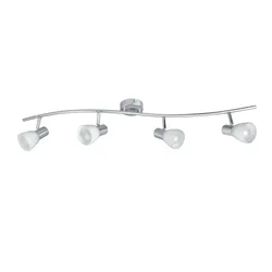 Lampada 4 spot da interno 93,5x9,5x15h cm in metallo con diffusore in vetro bianco