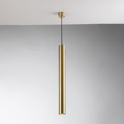 Lampada sospesa in metallo color oro spazzolato