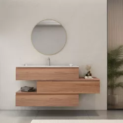 DEGHI MOBILI Mobile Bagno Sospeso 160 Cm Legno Naturale E Nero