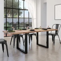 Tavolo allungabile 140-220x90 cm piano in legno di mango 26 mm e gambe a U 5x5 in metallo nero - Freia Mango