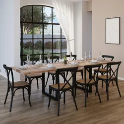 Tavolo allungabile 180-280x90 cm piano in legno di mango 26 mm e gambe a U 5x5 in metallo nero - Freia Mango