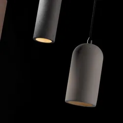Lampada sospesa rotonda 10 cm in cemento naturale grigio