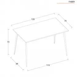 Set pranzo tavolo 70x120 cm e 4 sedie con braccioli in acciaio tortora -  Faber