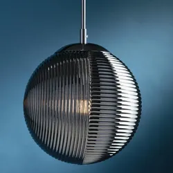 Lampada a sospensione da interno 25x166h cm in vetro fumè