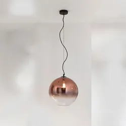 Lampada a sospensione da interno 35x156,7h cm in vetro sfumato rame