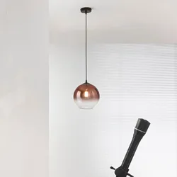 Lampada a sospensione da interno 25x148,9h cm in vetro sfumato rame