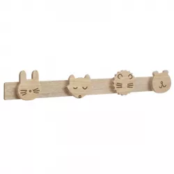 Appendiabiti con 4 ganci a forma di animali 55 cm in legno - Kids