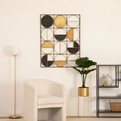Decorazione da parete 102h cm in metallo oro con dettagli nero e bianco