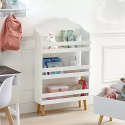 Poltrona per bambini 43x46h cm in legno e tessuto bianco - Kids