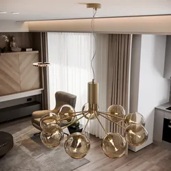 Lampada sospesa da interno 44,4x161h cm in vetro soffiato champagne