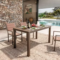 Tavolo da pranzo allungabile 140/210x77 cm in alluminio marrone - Carioca