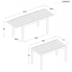 Tavolo da pranzo allungabile 140/210x77 cm in alluminio grigio