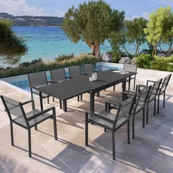 Tavolo da pranzo allungabile 135/270x90 cm in alluminio antracite - Carioca