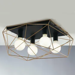 Plafoniera da interno 62,5x51x26,5h cm in metallo nero e oro