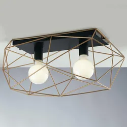 Plafoniera da interno 60x30x26,5h cm in metallo nero e oro