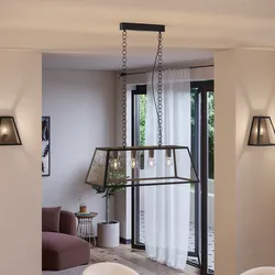 Lampada a sospensione da interno 80x35x113h cm in metallo nero con vetro