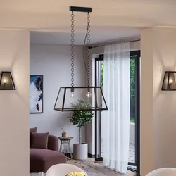 Lampada a sospensione da interno 57x30x111h cm in metallo nero con vetro