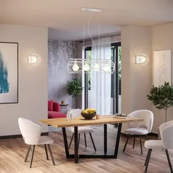 Set lampadario a sospensione 4 lampade e 2 plafoniera in metallo bianco