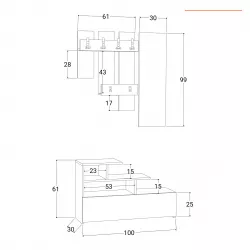 Mobile ingresso 100 cm effetto rovere con specchio e appendiabiti