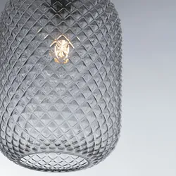 Lampada a sospensione per interno 15x150h cm in vetro sfaccettato fumè