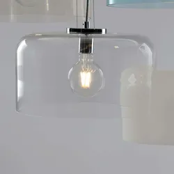 Lampada a sospensione per interno 40x150h cm in vetro trasparente lucido