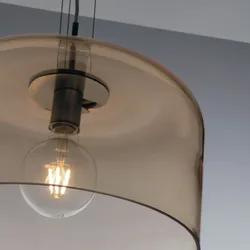 Lampada a sospensione per interno 40x150h cm in vetro ambra lucido