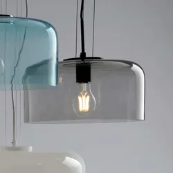 Lampada a sospensione per interno 30x150h cm in vetro fumè lucido