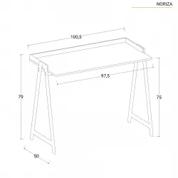 Scrivania 100x50 cm con top in legno nero con bordi rovere e struttura in  acciaio - Noriza